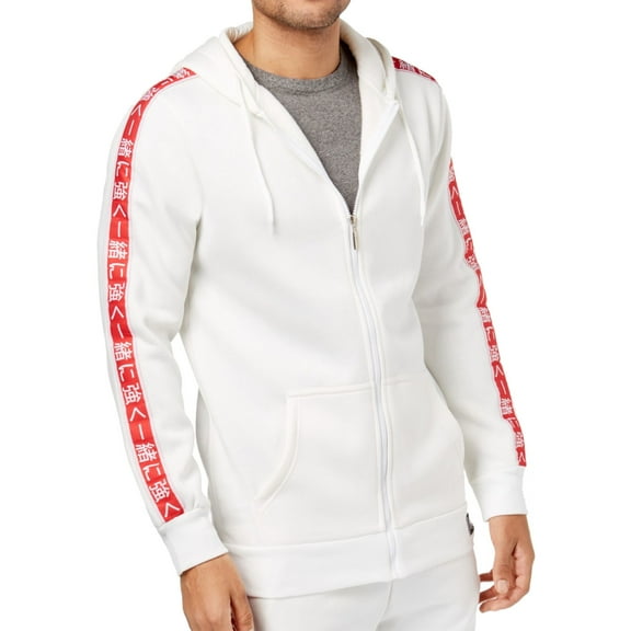 American Stitch Mens Zip-Front Hoodie Sweatshirt, White, Large