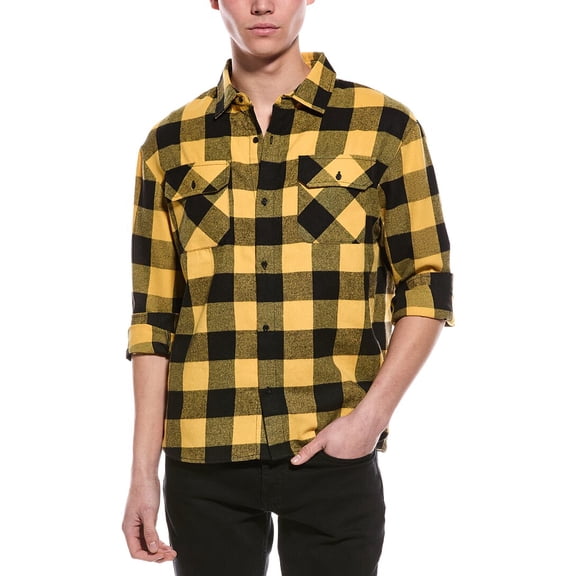 American Stitch mens  Plaid Shirt, s, Yellow