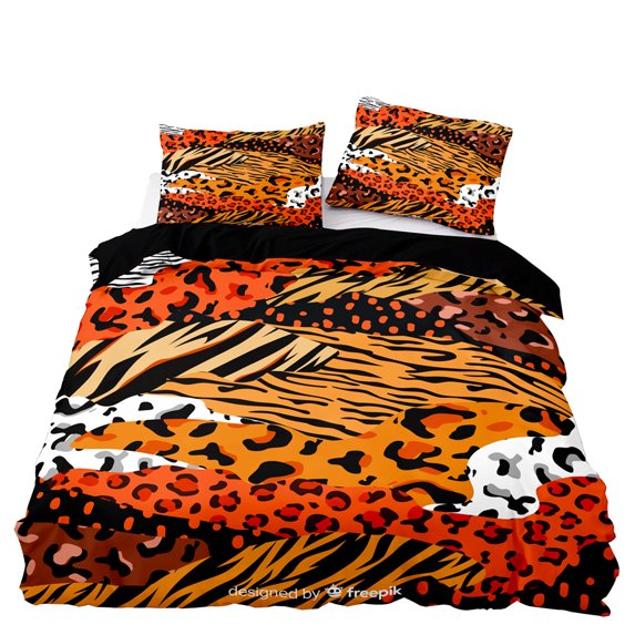 American Style Bedding Set Pink Leopard Pattern Duvet Cover with Pillowcase Single Double King Soft Comforter Bed Cover