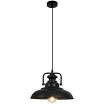 American Style Black Metal Pendant Light Fixture for Kitchen Island, Iron Vintage Industrial Pendant Lighting for Dining Room, Retro Rustic Simple Farmhouse Pendant Lamp for Over Island