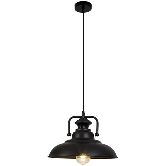 American Style Black Metal Pendant Light Fixture for Kitchen Island, Iron Vintage Industrial Pendant Lighting for Dining Room, Retro Rustic Simple Farmhouse Pendant Lamp for Over Island