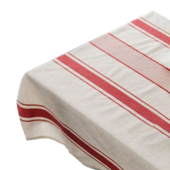 American Style Cotton Linen Square Tablecloth Country Stripes Wrinkle-Free Dustproof Table Cover for Kitchen Dining Tabletop Decoration