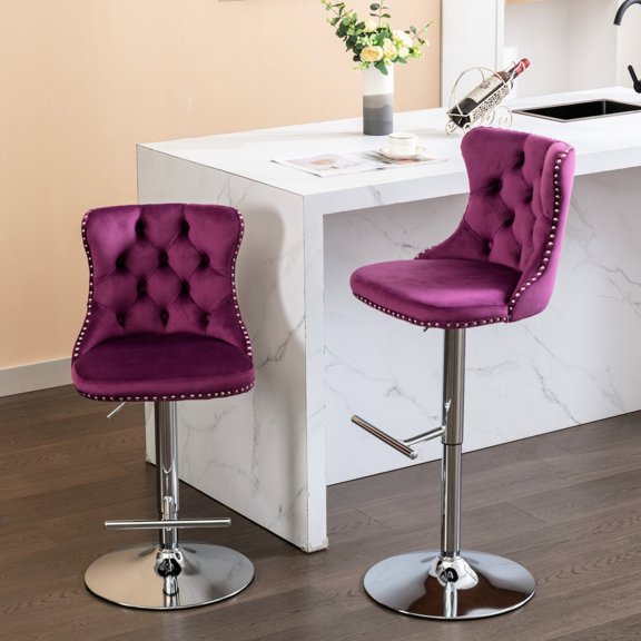 American Style - Ergonomic Seat with Rivets - Pub Environment - Luxury Barstools with Chrome Base