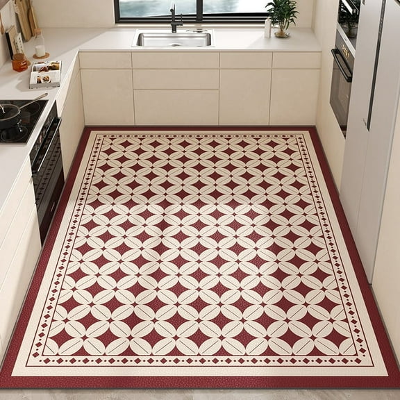 American Style Leather Kitchen Floor Mats Bathroom Non-slip Large Area Rugs Home raction Waterproof and Oil Proof Carpets