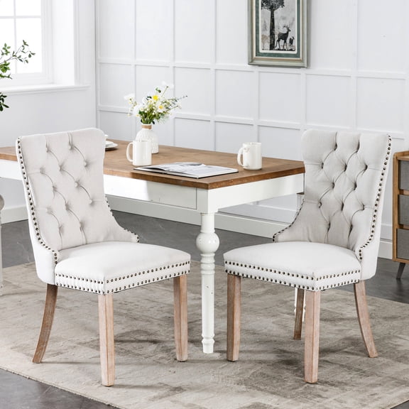 American - Style Linen Upholstered 2 - Pcs Dining Chair / Fit for Various Dining Occasions