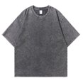 thumbnail image 1 of American Style Retro Heavyweight Solid Color Short Sleeved T-shirt Men Women Summer Street Trendy Washed Old Oversized Clothes, 1 of 4