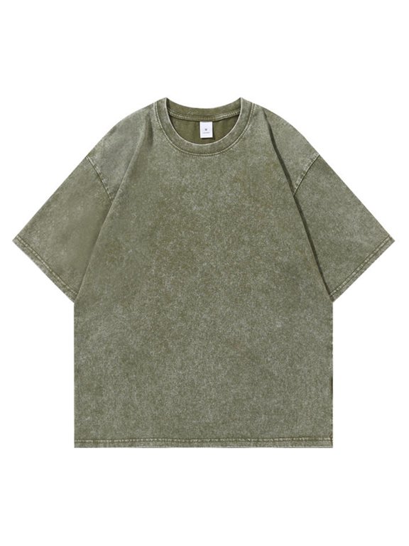 American Style Retro Heavyweight Solid Color Short Sleeved T-shirt Men Women Summer Street Trendy Washed Old Oversized Clothes