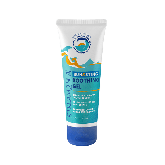 STREAM2SEA Sun & Sting Aloe Soothing Gel for Face & Body, Natural Aloe After Sun Gel- 2.5 Fl oz