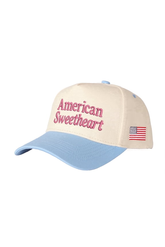 American Sweetheart Embroidered Patchwork Trucker Cap | Adjustable Unisex Snapback, Retro Americana Essential