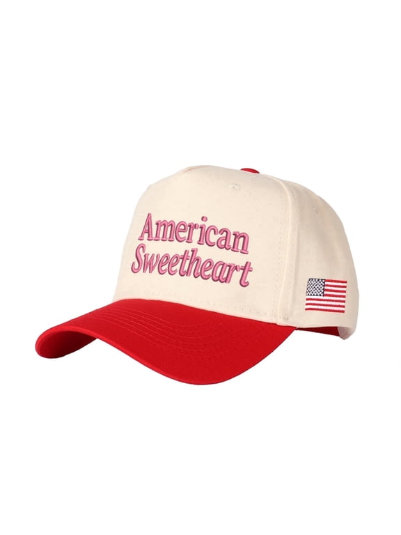 American Sweetheart Embroidered Patchwork Trucker Cap | Adjustable Unisex Snapback, Retro Americana Essential