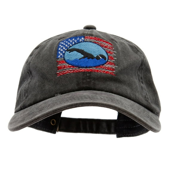 American Swimmer Embroidered Unstructured Pigment Dyed Cotton Cap - Black OSFM