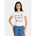 thumbnail image 1 of Social Edition Women's American Symbol Graphic Tee with Short Sleeves, Sizes XXS-XXL, 1 of 5