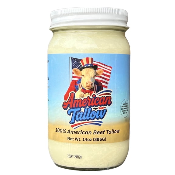 American Tallow 100% American Beef Tallow, 14 oz Glass Jar