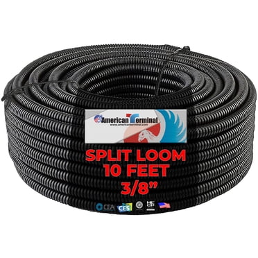 10 Ft 3/8 Split Wire Loom Conduit – Black Polyethylene Sleeve For Automotive Or Home Use