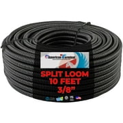 American Terminal 10 Ft. 3/8 Split Wire Loom Conduit Polyethylene Tubing Black Color Sleeve Tube