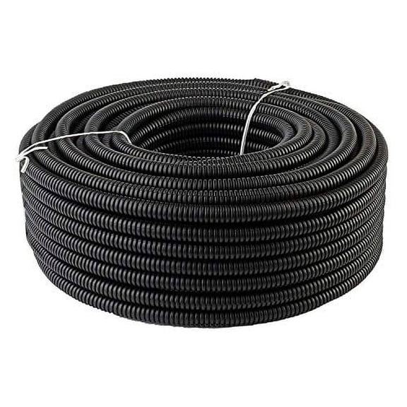 American Terminal 100' Black 1/4" Split Loom Split Wire Loom Conduit Corrugated Plastic Tubing