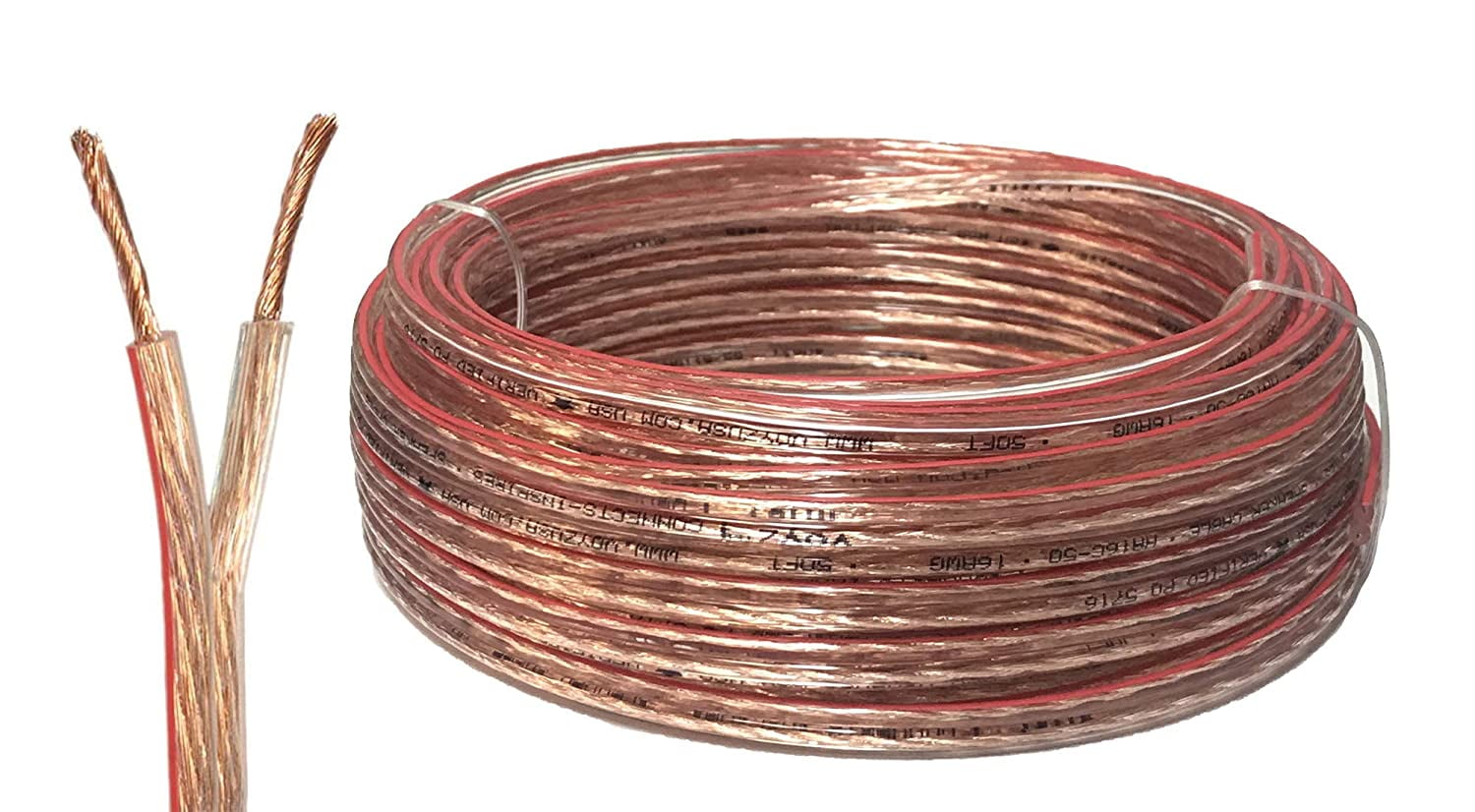 American Terminal 18 Gauge 500 Feet Speaker Wire Cable with Flex Clear ...