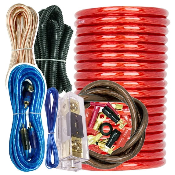 American Terminal 3500W Car Audio Blue 4 Gauge Pro AMP / Amplifier Power Wiring Kit ANL