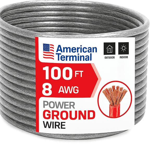 American Terminal ATP8G100SL 8GA 100' Silver Power Ground Wire Car Audio Amplifier Marine Cable