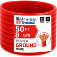 thumbnail image 1 of American Terminal ATP8G50RD 8GA 50' Red Power Ground Wire Car Audio Amplifier Marine Cable, 1 of 4