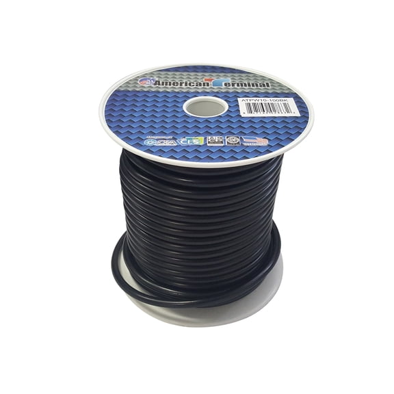 American Terminal ATPW10-100BK 10GA 100' Black Primary Remote Power Ground Wire