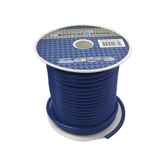 American Terminal ATPW10-100BL 10GA 100' Blue Primary Remote Power Ground Wire