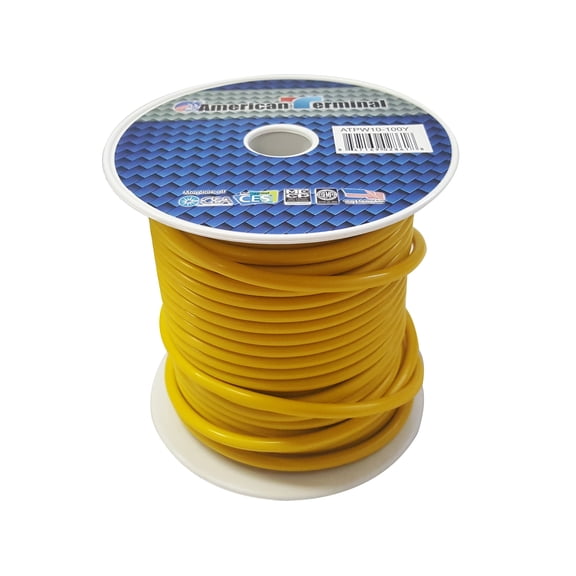 American Terminal ATPW10-100Y 10GA 100' Yellow Primary Remote Power Ground Wire
