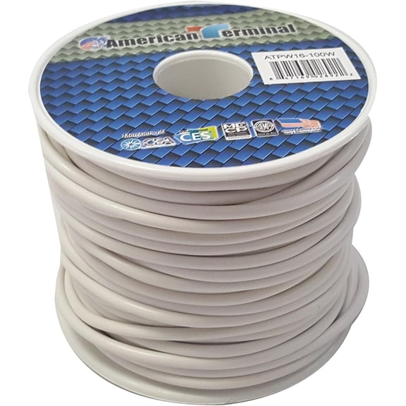 American Terminal ATPW16-100W 16GA 100' White Primary Remote Power Ground Wire
