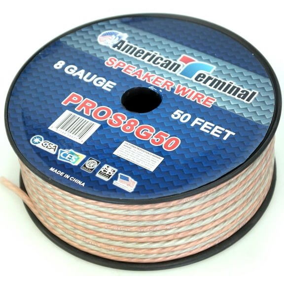 American Terminal PROS8G50 50' 8 Gauge PRO PA DJ Car Home Marine Audio Speaker Wire Cable Spool