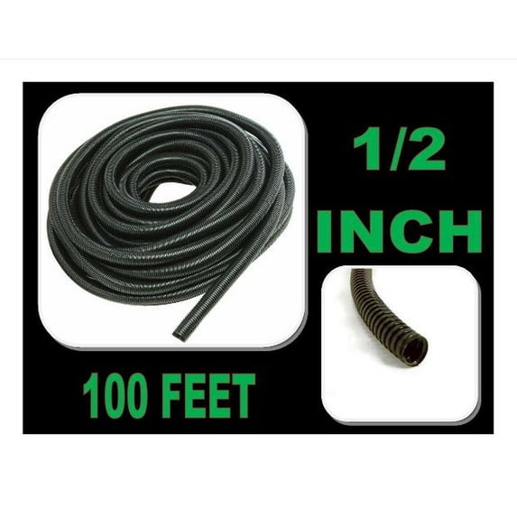 American Terminal Wire Loom Black 100' Feet 1/2" Split Tubing Hose Cover Auto Home Marine