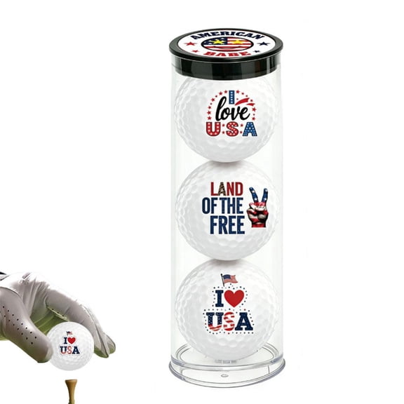 American Themed Golf Balls Set, Patriotic Designs, 4.2cm Diameter, 3 Count