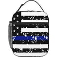 thumbnail image 1 of American Thin Blue Line Flag Police Pattern Black Lunch Box Reusable Insulated Bag Containers, 1 of 6
