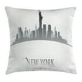 thumbnail image 1 of American Throw Pillow Cushion Cover, New York City Silhouette with Statue of Liberty Famous Town USA Monument Image, Decorative Square Accent Pillow Case, 16 X 16 Inches, Grey White, by Ambesonne, 1 of 1