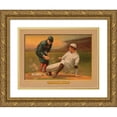 thumbnail image 1 of American Tobacco Company 18x15 Gold Ornate Wood Framed with Double Matting Museum Art Print Titled - A Close Play at Second, Baseball Card, 1 of 4
