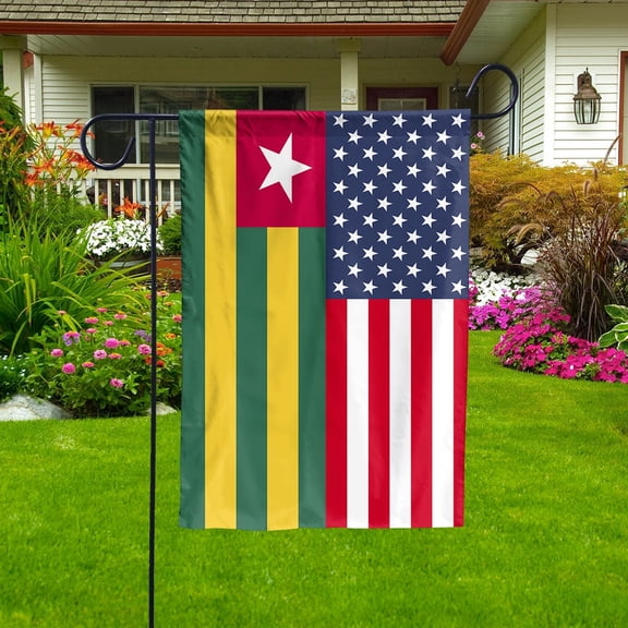 American Togo Togolese Friendship USA Memorial Day Patriotic for Garden Flag, Double-Sided Outdoor Yard Decor 11.5 x 17.5 Inch
