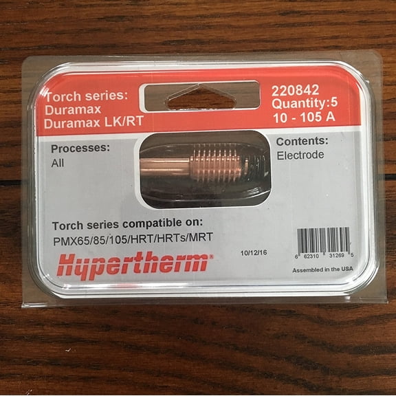 Hypertherm 220842 Electrode, Duramax and Duramax Lock, 10-105 A, 5 pack