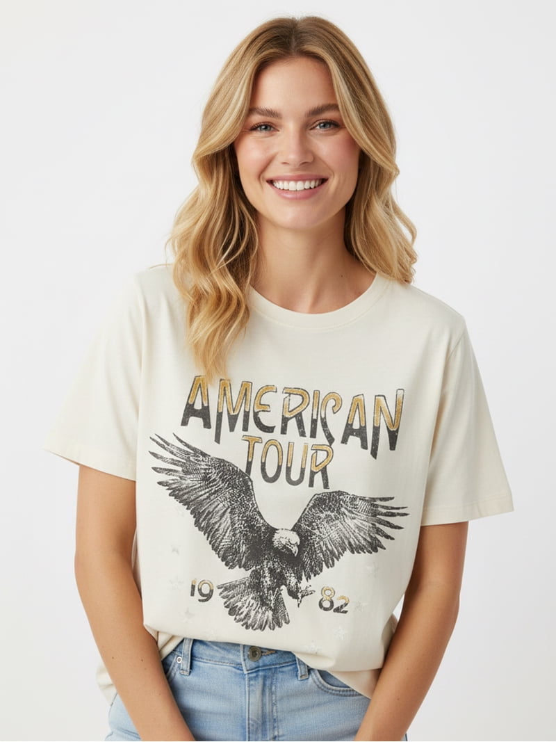 トップス everyone border short sleeve tee shirt S Women's Vintage Inspired Band Tour Graphic Tee with Short Sleeves