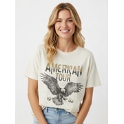 Womens Vintage Inspired Band Tour Graphic Tee with Short Sleeves, Sizes XXS-XXL