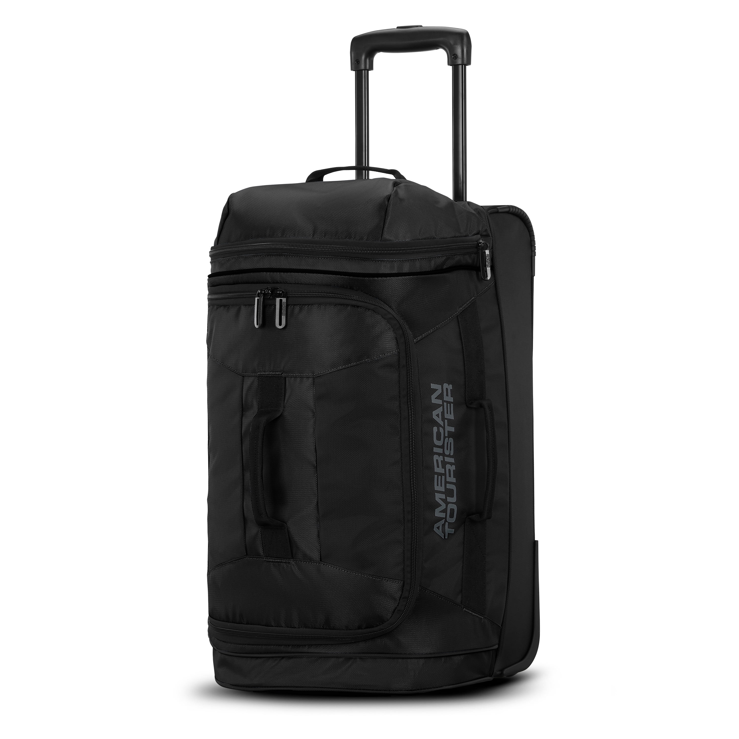 American Tourister 22-Inch Carry On Wheeled Travel Duffel Bag with Drop Bottom, Black