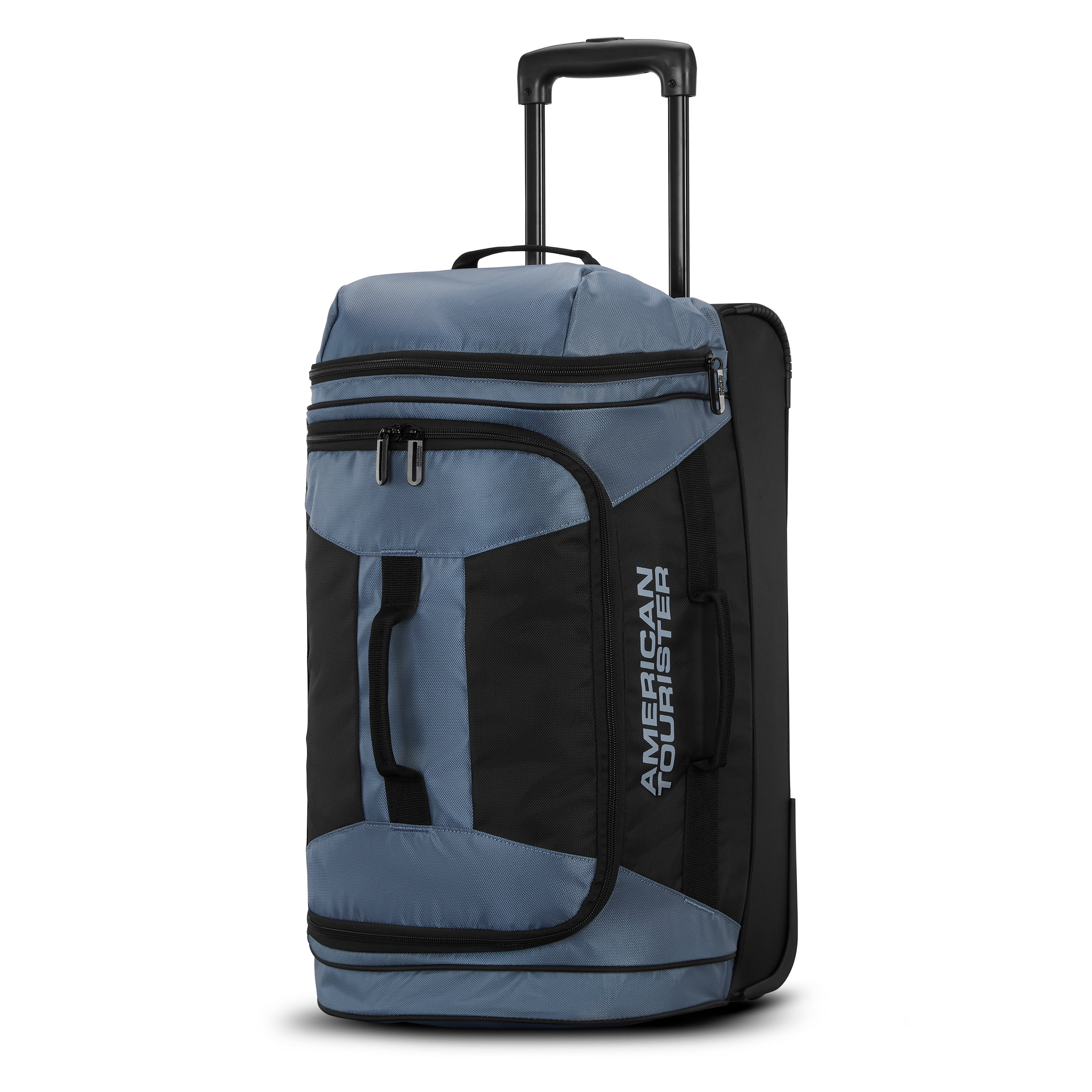 American Tourister 22-Inch Carry On Wheeled Travel Duffel Bag with Drop Bottom, Elemental Blue