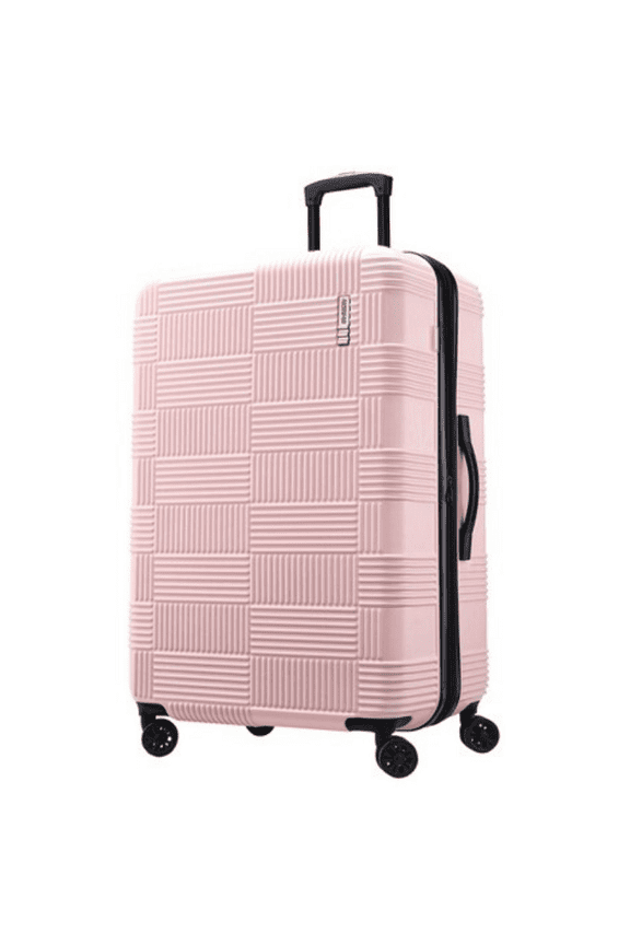 28" Checkered Hardside Spinner Suitcase In Pink