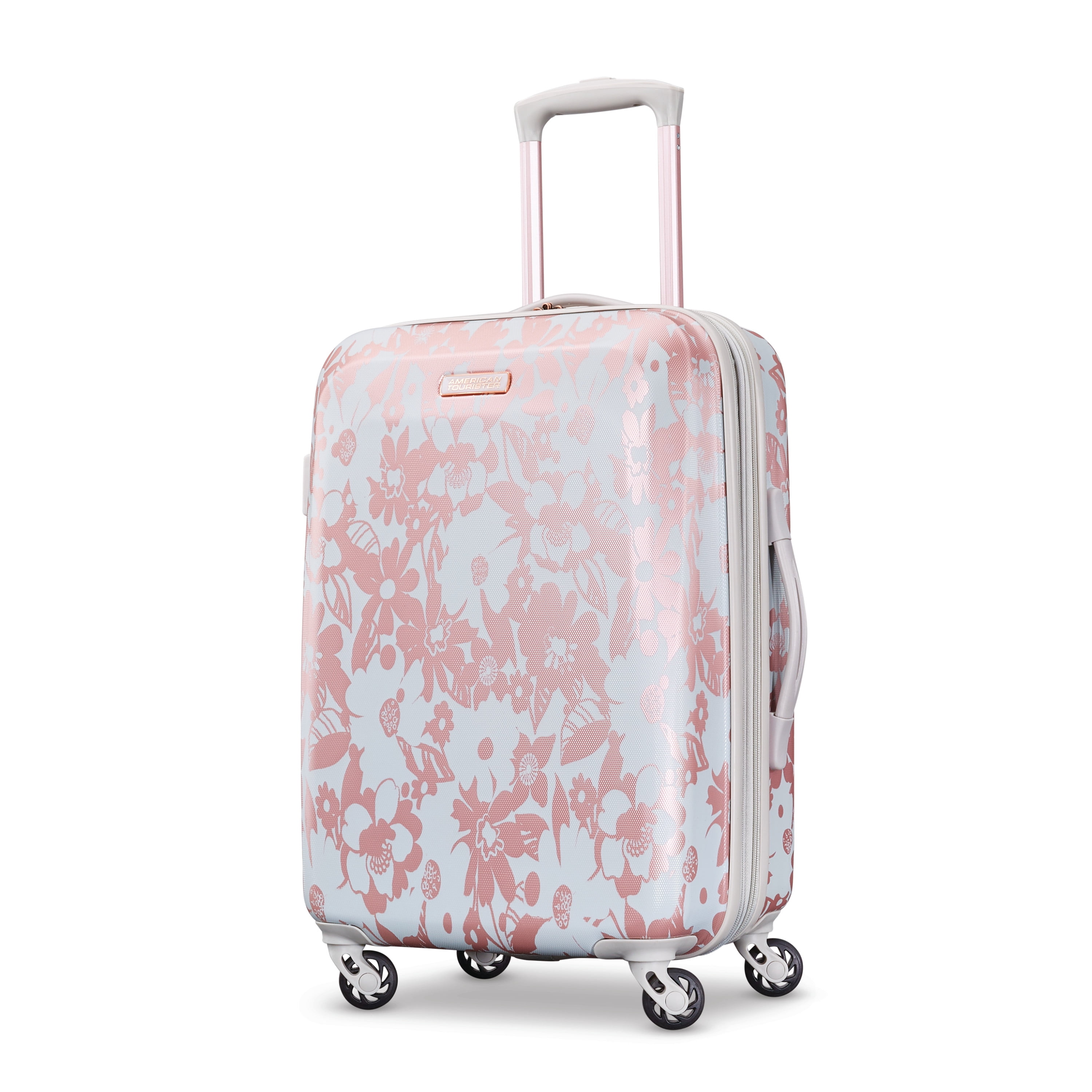 American Tourister Arabella Hardside Carry on Spinner Wheels Luggage Suitcase - Floral Rose Gold