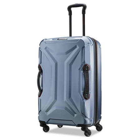 American Tourister Cargo Max 25" Hardside Durable Medium Checked Spinner Luggage with Divider Pockets, Slate Blue