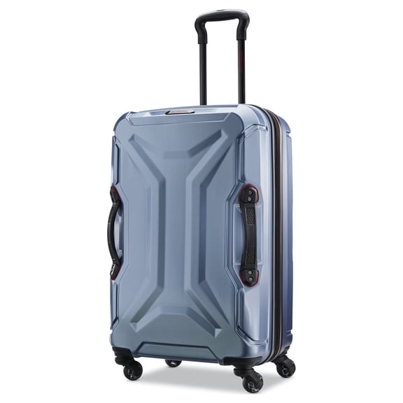 American Tourister Cargo Max 25" Hardside Durable Medium Checked Spinner Luggage with Divider Pockets, Slate Blue
