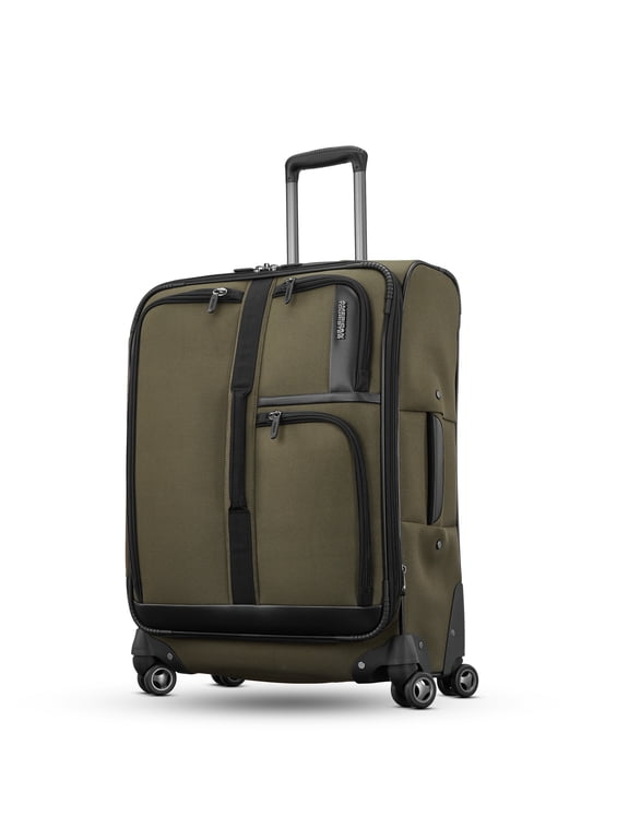 Cargo Max 25" Softside Medium Checked Spinner Luggage with Divider Pockets, Olive