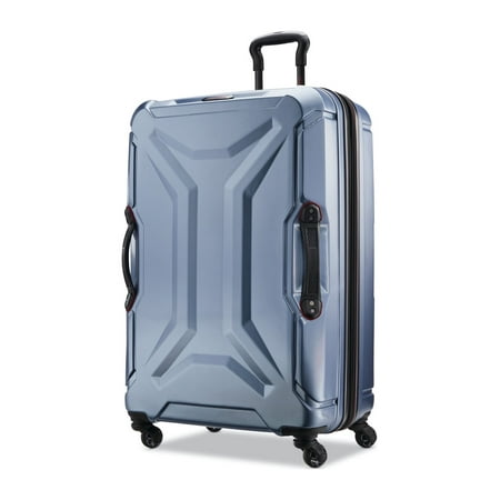 American Tourister Cargo Max 28" Hardside Durable Large Checked Spinner Luggage with Divider Pockets, Slate Blue