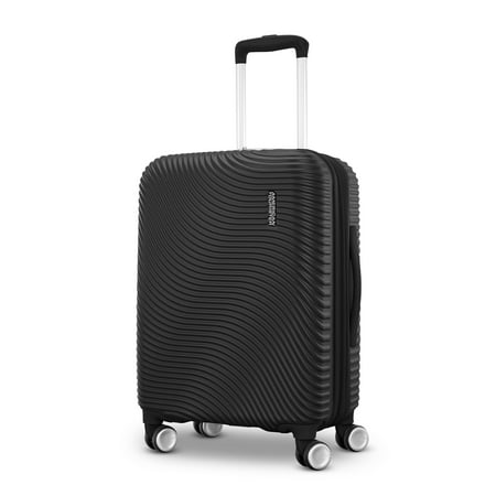 American Tourister Color Waves Carry On Expandable Luggage Suitcase with Spinner Wheels, Black