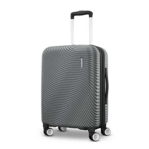 American Tourister Color Waves Carry On Expandable Luggage Suitcase with Spinner Wheels, Charcoal