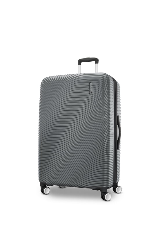 Color Waves Large Checked Expandable Luggage Suitcase with Spinner Wheels, Charcoal