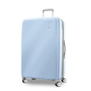 American Tourister Color Waves Large Checked Expandable Luggage Suitcase with Spinner Wheels, Icy Blue